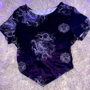 Black & white chinese dragon top